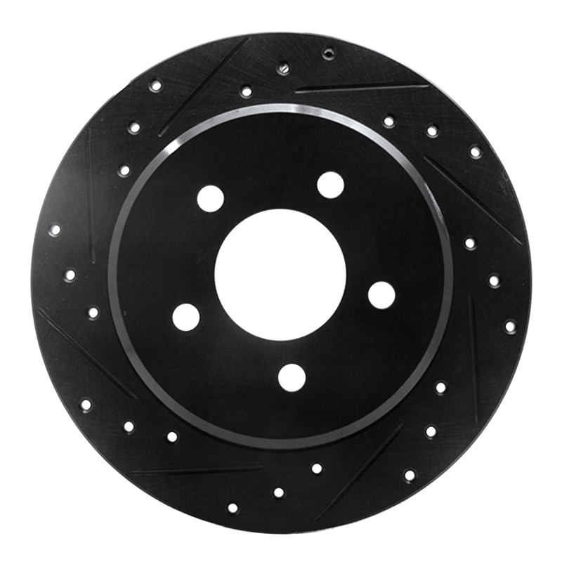 Chrysler Town & Country Brake Rotor (1) - Rear Left - R1 Concepts - Drilled & Slotted - Black - `97-`07